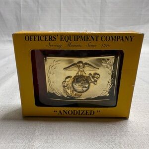 Genuine U.S. MARINE CORPS NCO Dress Blue Belt Buckle Anodized Gold Plated Emblem